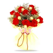 Qingdao online Florist - Sweet Red Roses with Chocolates Arrangement Bouquet