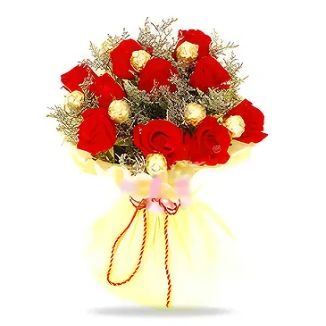China flowers  -  Sweet Red Roses with Chocolates Arrangement Flower Bouquet/Arrangement