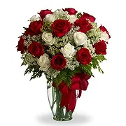 China online Florist - Romantic Red and White Roses in a Beautiful A Bouquet