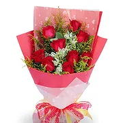 China online Florist - Vibrant Red Roses Hand Bouquet in Red Package Bouquet