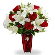 China online Florist - Romantic Red Roses with White Lilies and Gree Bouquet