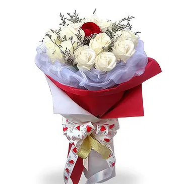 China flowers  -  Elegant White and Red Roses Floral Arrangemen Flower Bouquet/Arrangement