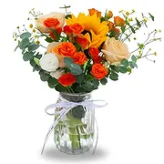 China online Florist - Golden Sunflowers with Champagne Roses  Bouquet