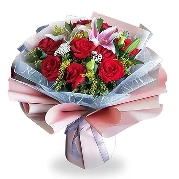 Balin You flowers  -  Classic Red Rose and Pink Lily Flower Arrange Delivery