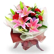 China online Florist - Romantic Red Carnations and Pink Lilies Bouqu Bouquet