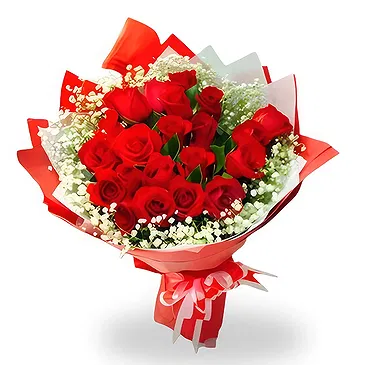 China flowers  -  Romantic Red Roses Bouquet with Baby breath Flower Bouquet/Arrangement