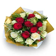 Alle andre byer Online blomsterbutikk - Rød og hvit rosebukett Bukett