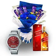 Divilacan Floristeria online - Rosas, chocolate, whisky y reloj Casio Ramo de flores