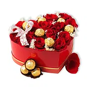 Braga online Florist - Red Heart Gift Box Bouquet