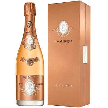 Riga-virágok- Louis Roederer Cristal Rosé pezsgős ajándékdo Virágkötészeti csokor
