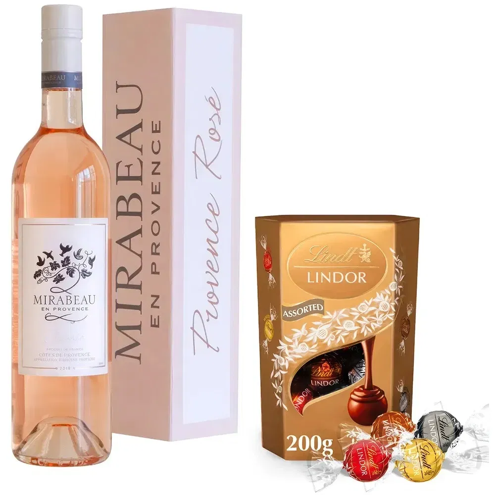 Sweden flowers  -  Mirabeau Classic Rosé Gift Box & Lindt Truffe