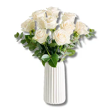 Italy flowers  -  Peace of Mind: Pure Ivory Rose Beauty Flower Bouquet/Arrangement