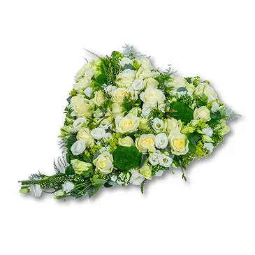 Holandia kwiaty- Biały, serduszkowy element żałobny (50 cm) Bukiet ikiebana
