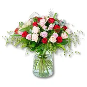 Holland online Florist - Condolence Bouquet Roses + Vase Bouquet