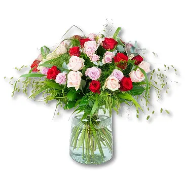 Holland flowers  -  Condolence Bouquet Roses + Vase Flower Bouquet/Arrangement