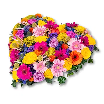 Holland flowers  -  Colorful heart-shaped funeral piece (30cm) Flower Bouquet/Arrangement