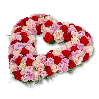 Holland flowers  -  Open heart funeral wreath with roses (40 cm) Flower Delivery