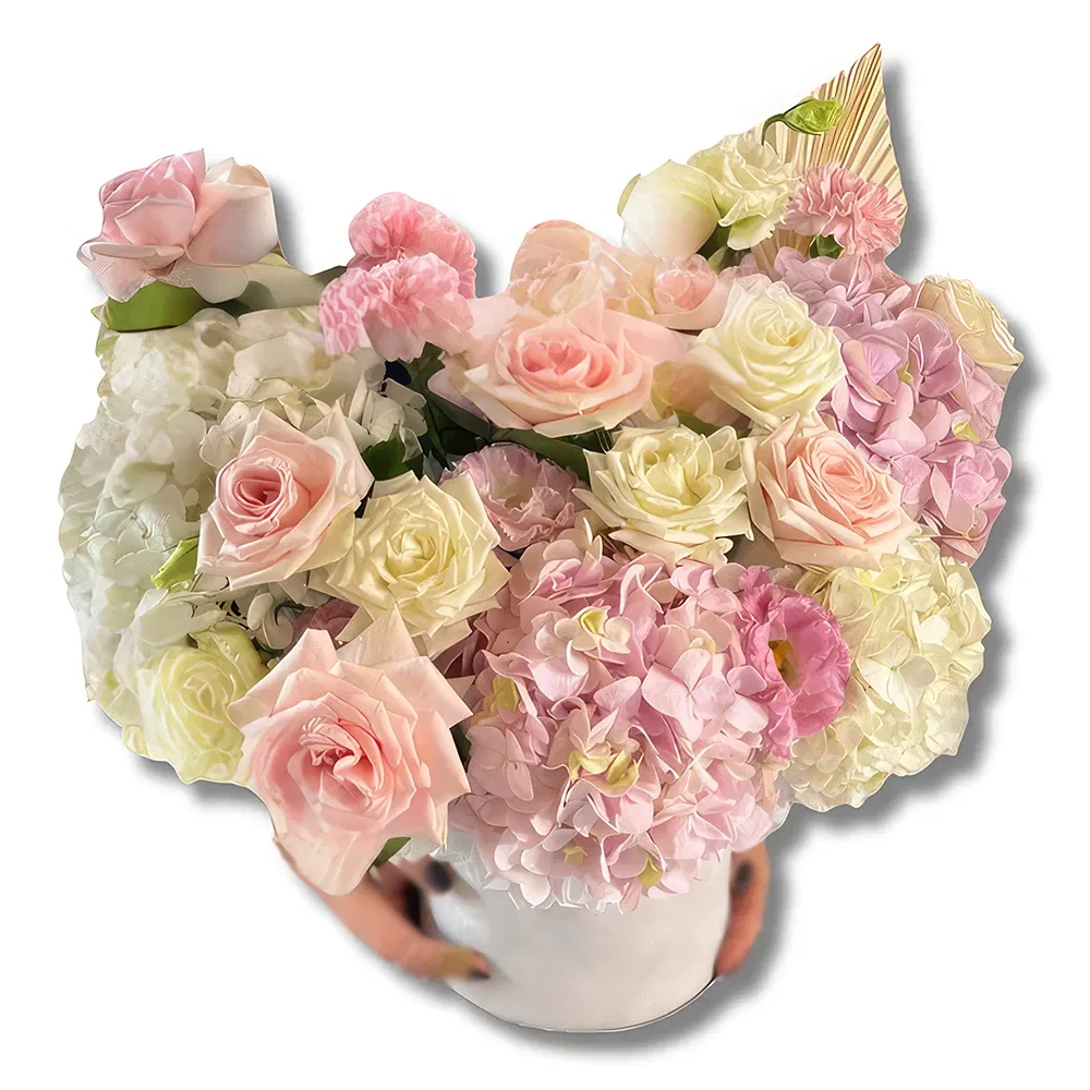 flores de Abu Dhabi- Hortênsias e rosas elegantes em tons de rosa 