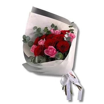 Garhoud flowers  -  Premium Light Pink and Red Roses  Flower Bouquet/Arrangement