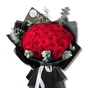 Al barsha south online Florist - Classic Red Roses in Black Wrapping Bouquet