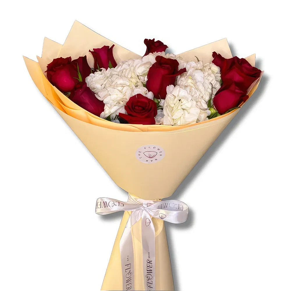 flores de Abu Dhabi- Buquê elegante de hortênsias e rosas