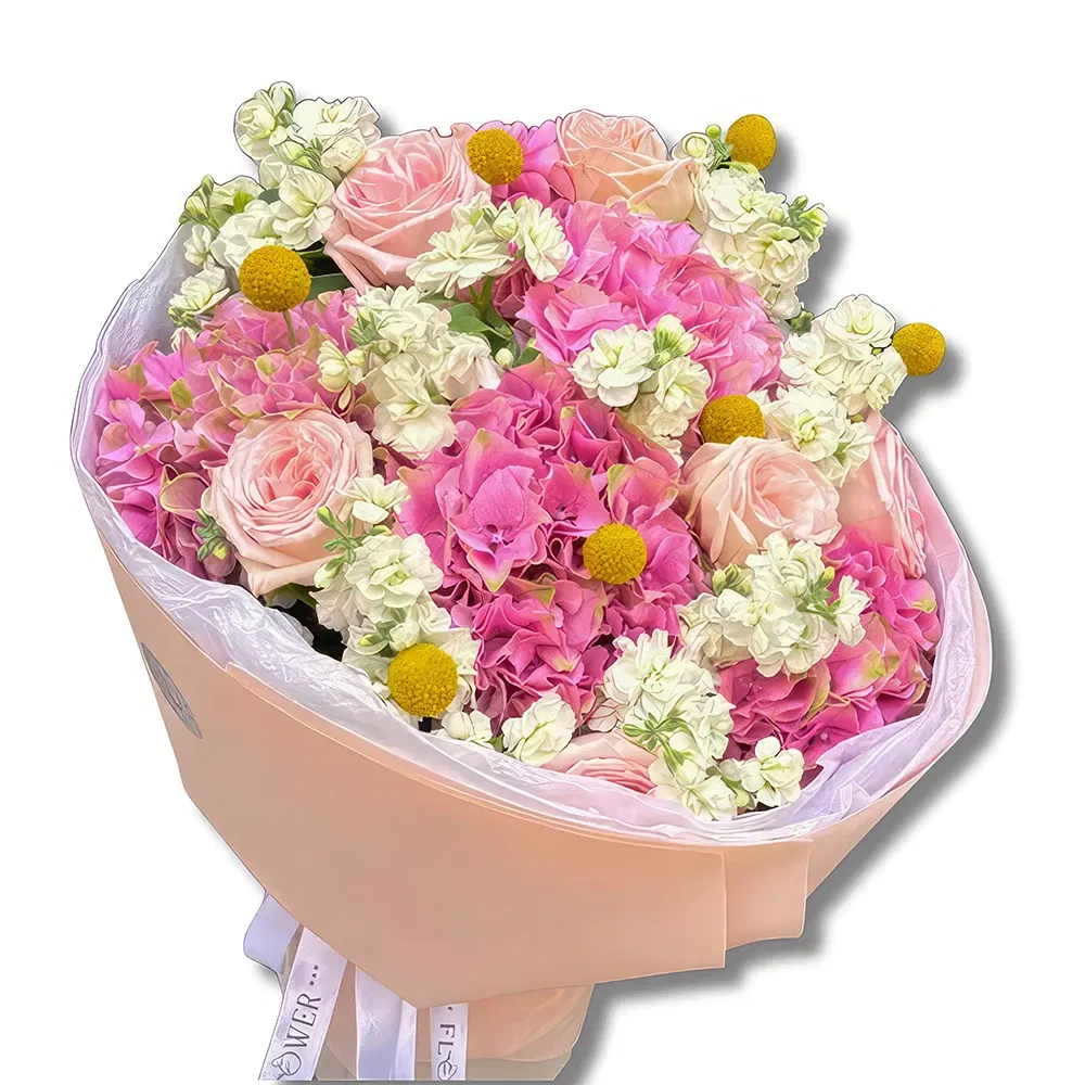 flores de Abu Dhabi- Buquê de flores frescas mistas rosa e branca