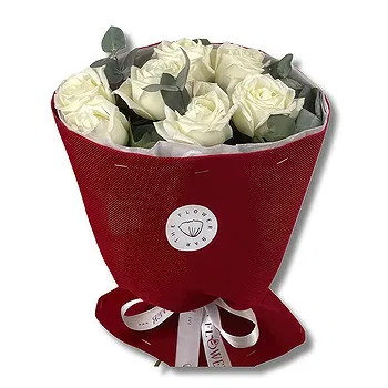 United Arab Emirates flowers  -  Premium  White Roses with Eucalyptus Flower Delivery