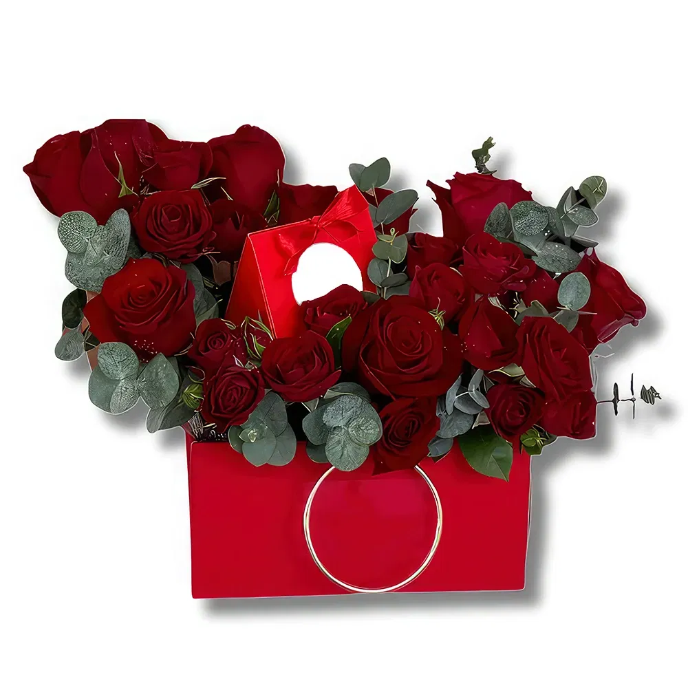flores de Abu Dhabi- Caixa de Chocolate e Rosas