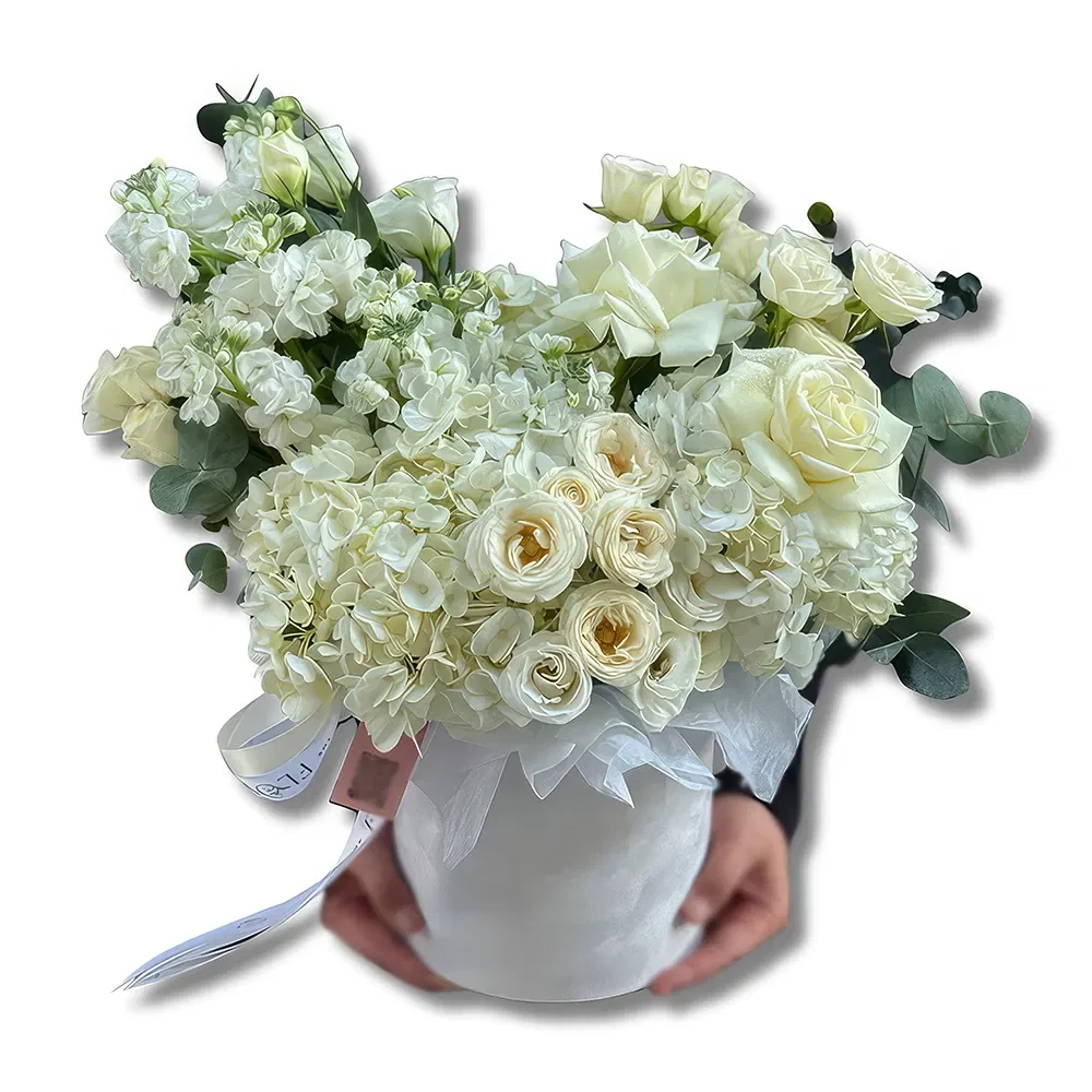 flores de Abu Dhabi- Arranjo luxuoso de flores brancas