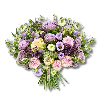 Sharjah květiny- Kytice pastelových růží a šeříku Lisianthus Květ Dodávka