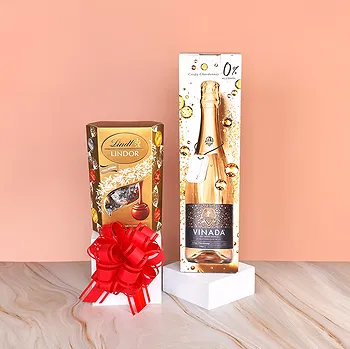 Frankfurt květiny- Nealkoholické Chardonnay a Lindt Pralines Květ Dodávka