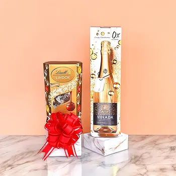 Frankfurt bloemen bloemist- Alcoholvrije Chardonnay en Lindt Pralines Bloem Levering