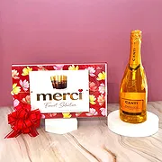 Flamberg online bloemist - Prosecco en chocolade geschenkset Boeket