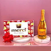 Frankfurt online Blomsterhandler - Prosecco og chokolade gavesæt Buket