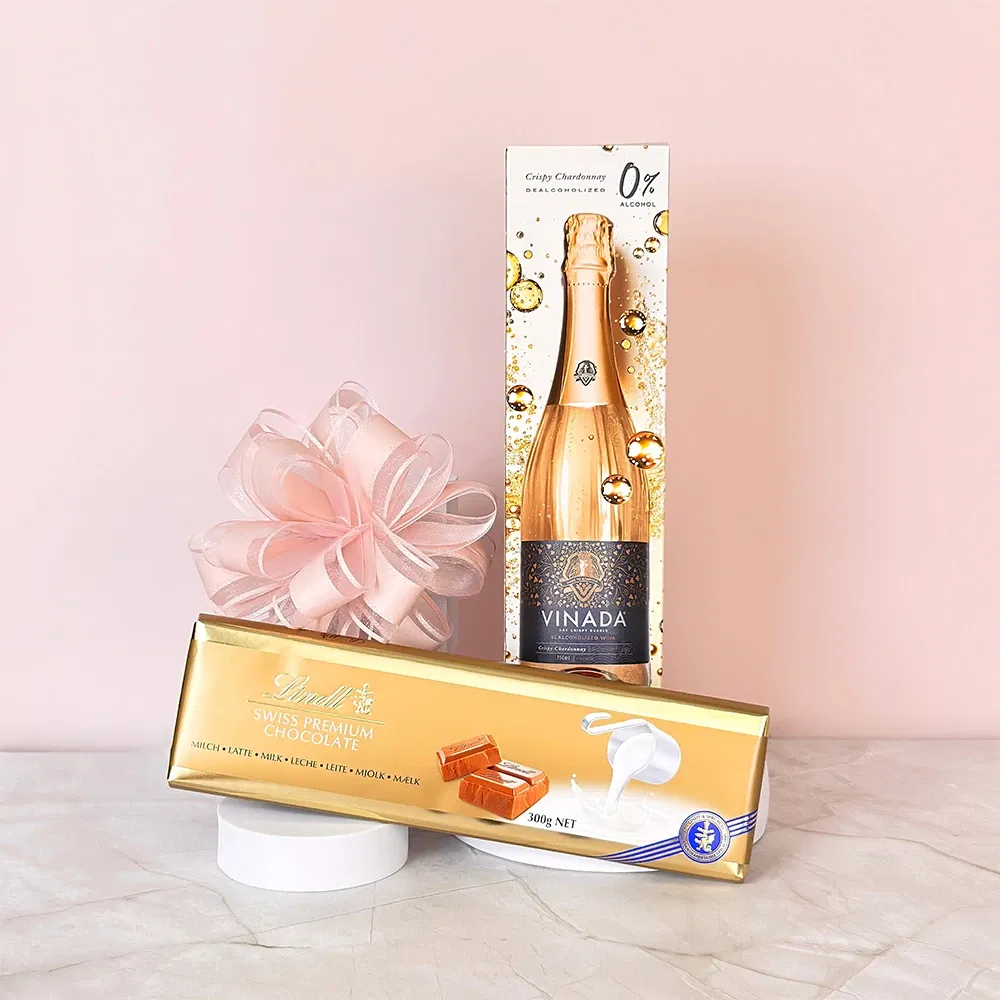 Burgos çiçek- Alkolsüz Chardonay ve Lindt XL Çikolata Barı