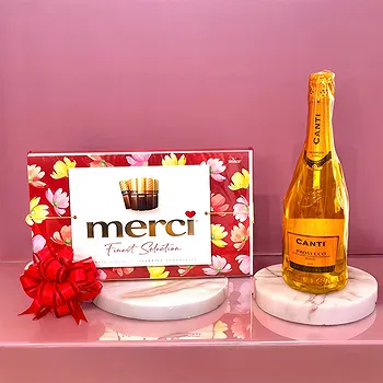 fiorista fiori di Frankfurt- Set regalo Prosecco e Cioccolato Fiore Consegna