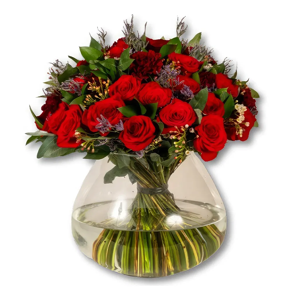 flores Qatar floristeria -  Ramo de rosas frescas y claveles