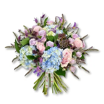An-Najadah blomster- Bukett med blå hortensia og lilla roser Blomst Levering