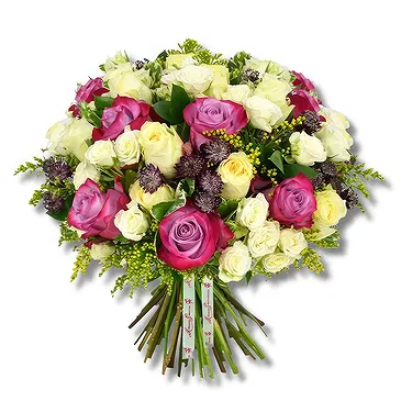 An-Najadah blomster- Gul og dyp lilla rosebukett Blomsterarrangementer bukett
