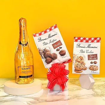 Sverige blomster- Prosecco og Chocolatey Blomst Levering