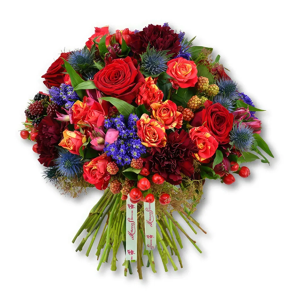 Dubai flowers  -  Bold Red and Purple Mixed Bouquet 