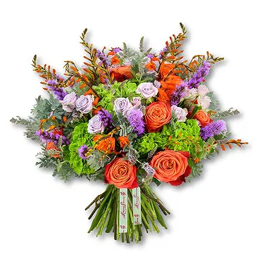United Arab Emirates flowers  -  Bouquet with Orange Roses and Green Hydrangea Flower Bouquet/Arrangement