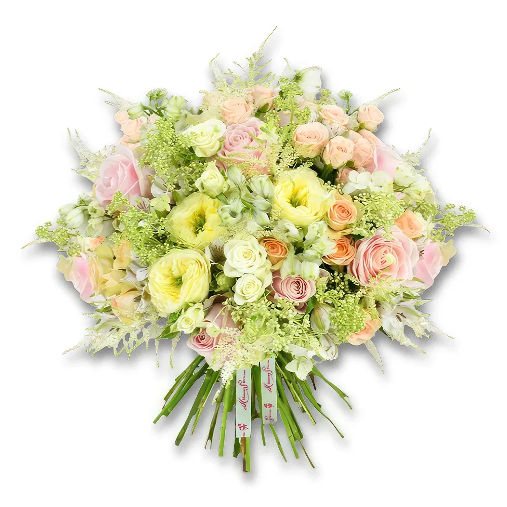 Dubai blommor- Vit och rodnande trädgårdsrosbukett