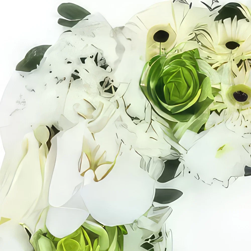 Kiva kukat- Antistène valkoinen kukkainen suruhuivi Kukka kukkakimppu