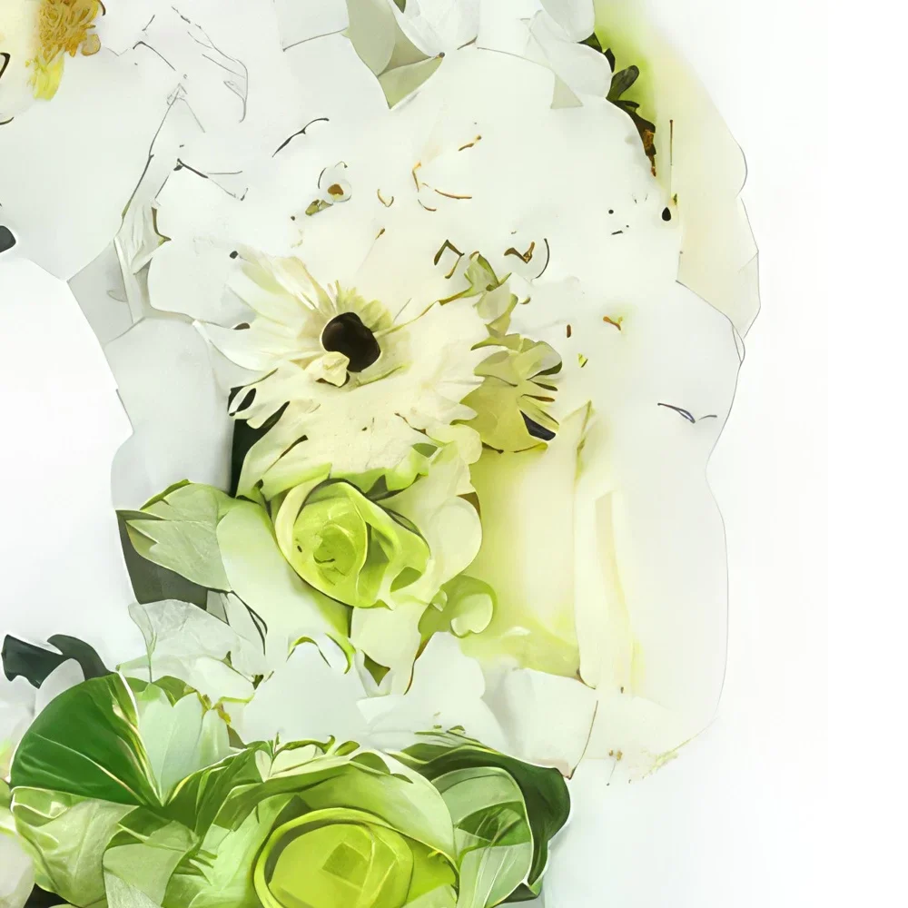 Paris blomster- Antistène sørgeskjerf med hvit blomster Blomsterarrangementer bukett