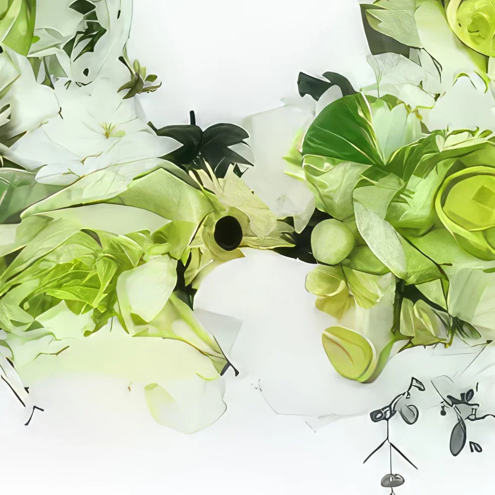 nett Blumen Florist- Antistène Trauerschal mit weißen Blumen Bouquet/Blumenschmuck