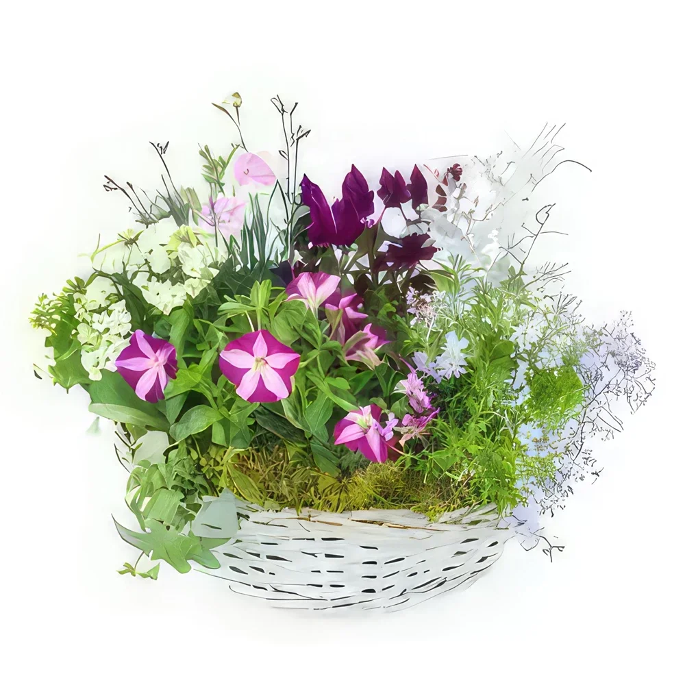 fleuriste fleurs de Bordeaux- Assemblage de plantes rose et mauve Rosea Bouquet/Arrangement floral