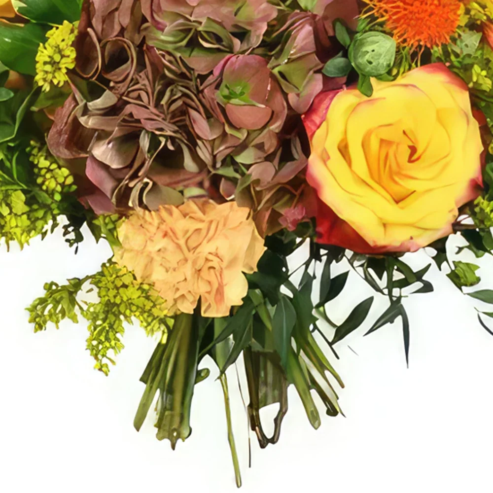 Манчестър цветя- Есенен букет от залез слънце Букет/договореност цвете
