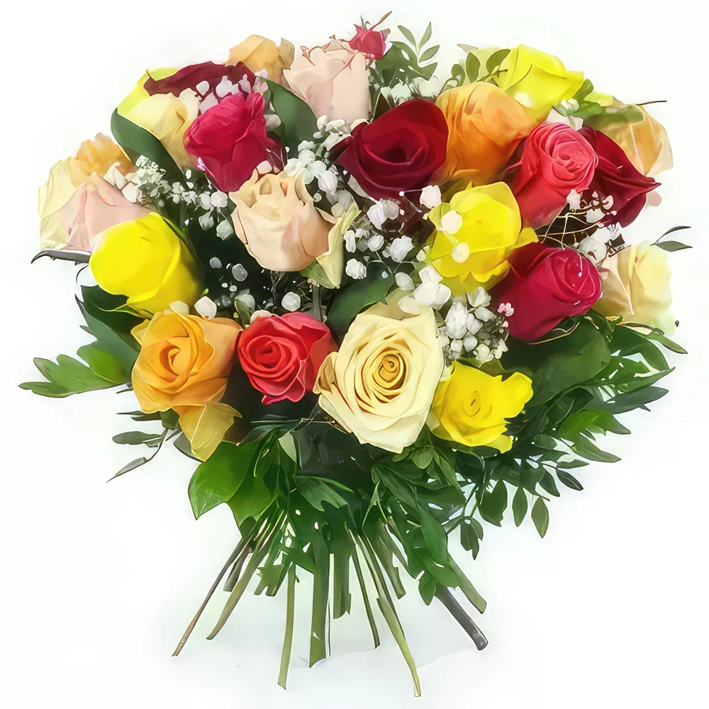 nett Blumen Florist- Barcelona bunter runder Blumenstrauß Bouquet/Blumenschmuck