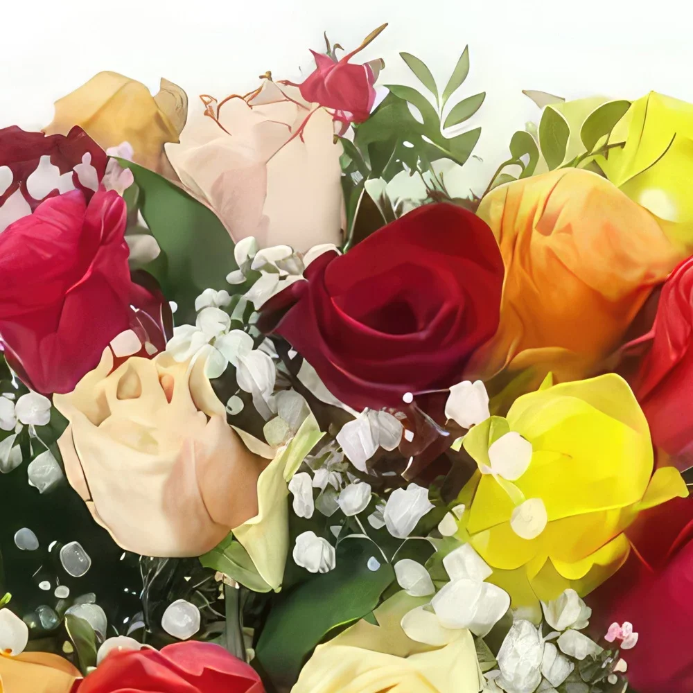 بائع زهور تولوز- باقة برشلونة الملونة المستديرة باقة الزهور